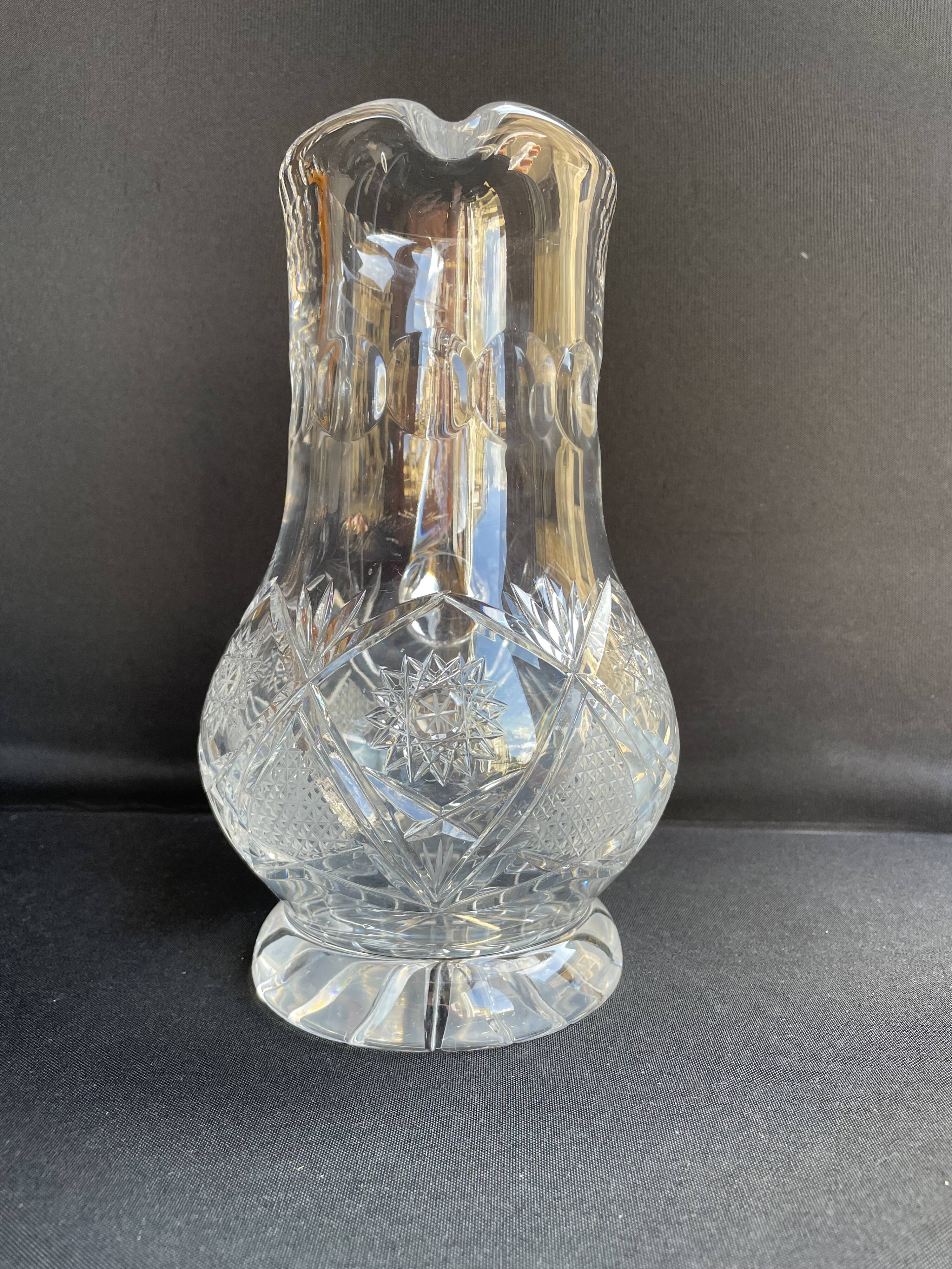 Bohemian - Water broc or orangeade (1) - Crystal blown and cut