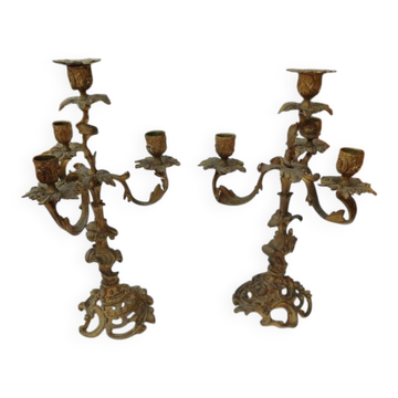 Pair of bronze candelabra from the 19th century