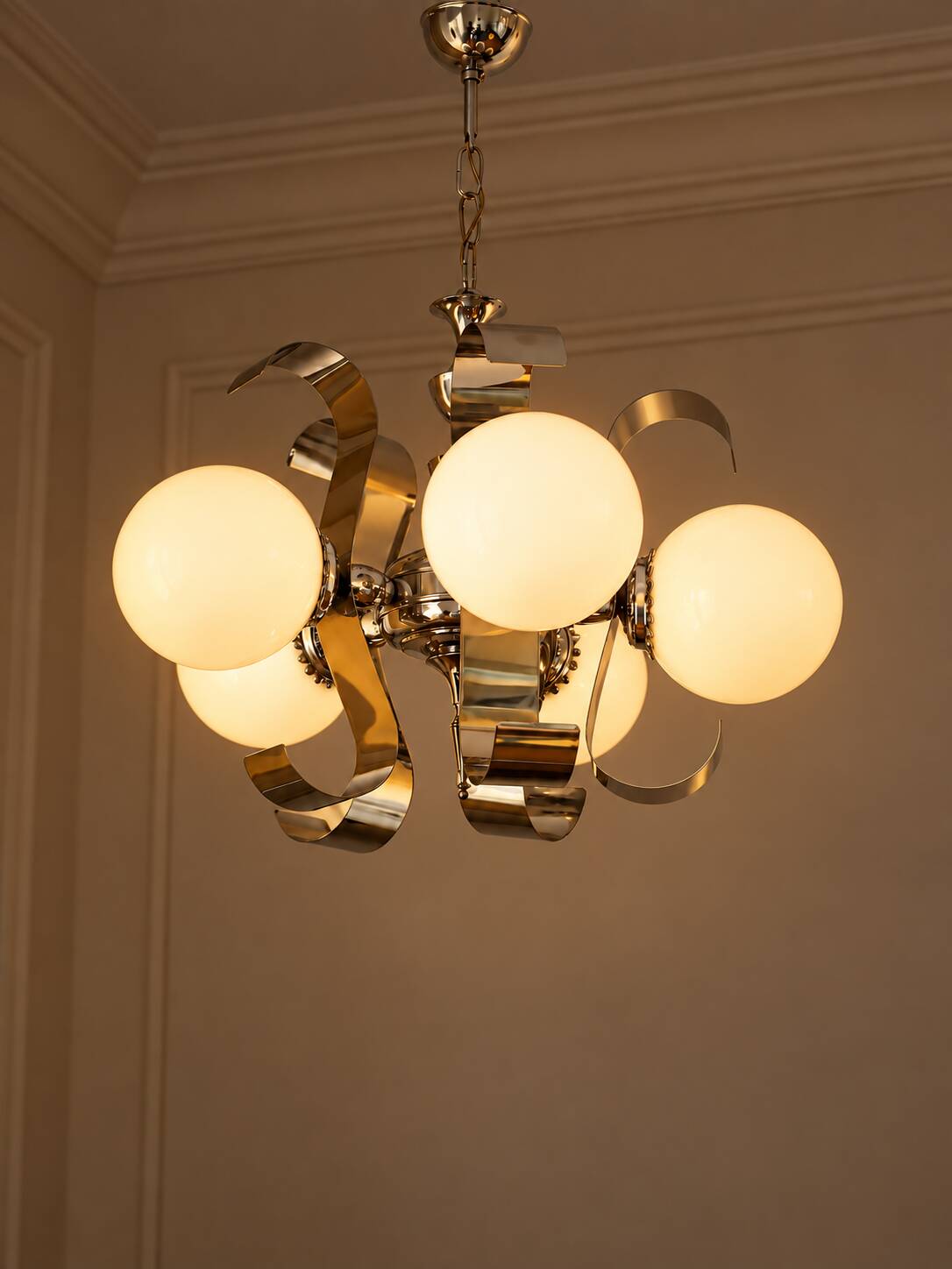 Vintage Space Age chrome chandelier, 1970s