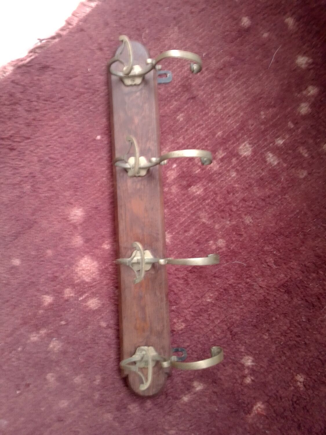 Wall coat rack wood and brass
