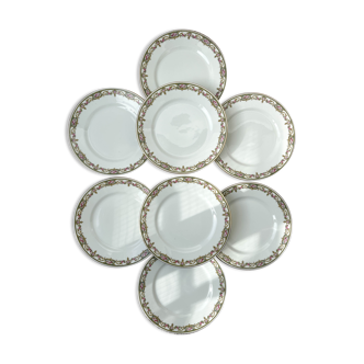 8 flat porcelain plates limoges b&c floral pattern