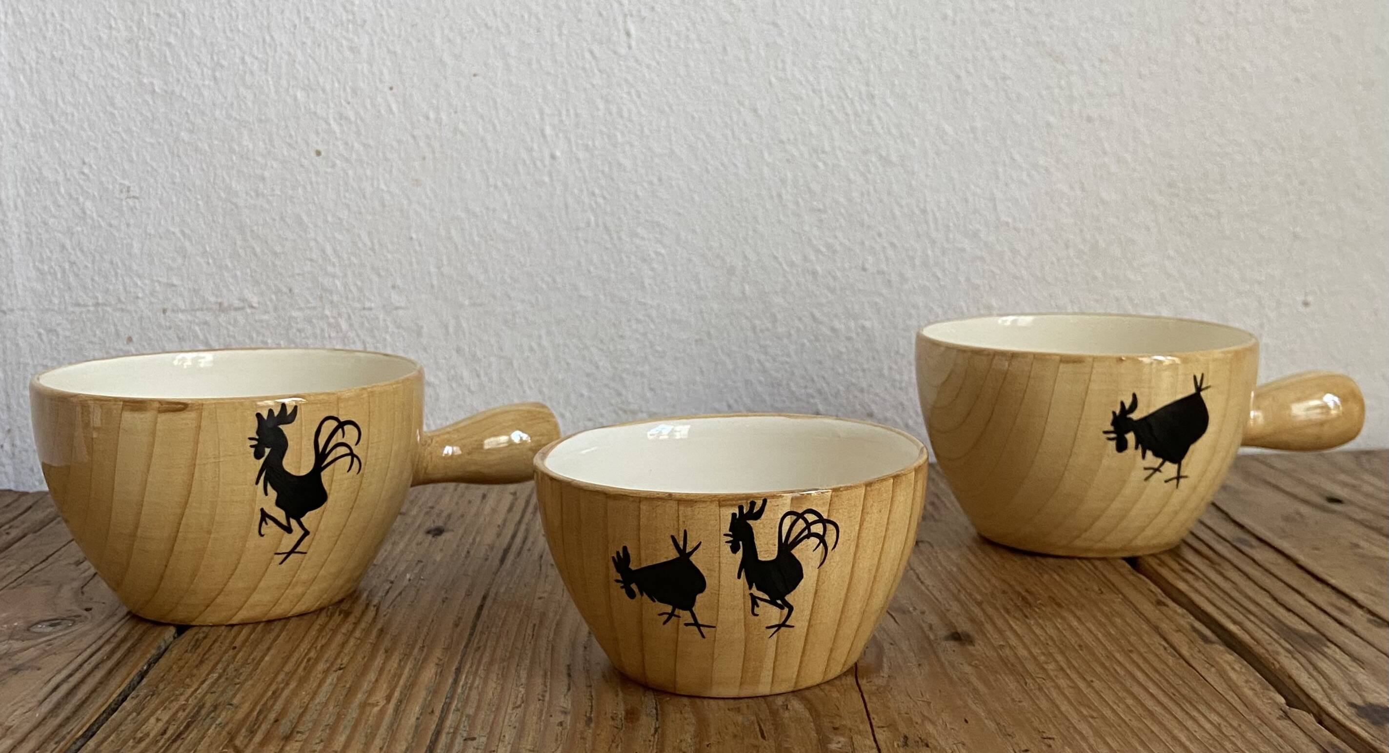Three ceramic bowls by Grandjean Jourdan from the 1960s.