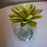 Pale green transparent glass flattened sphere shape vase