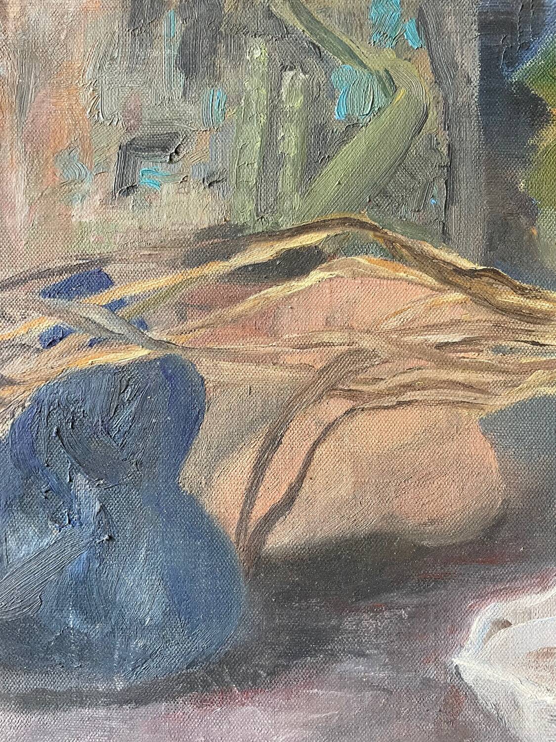 Vintage 70s still life painting with onion