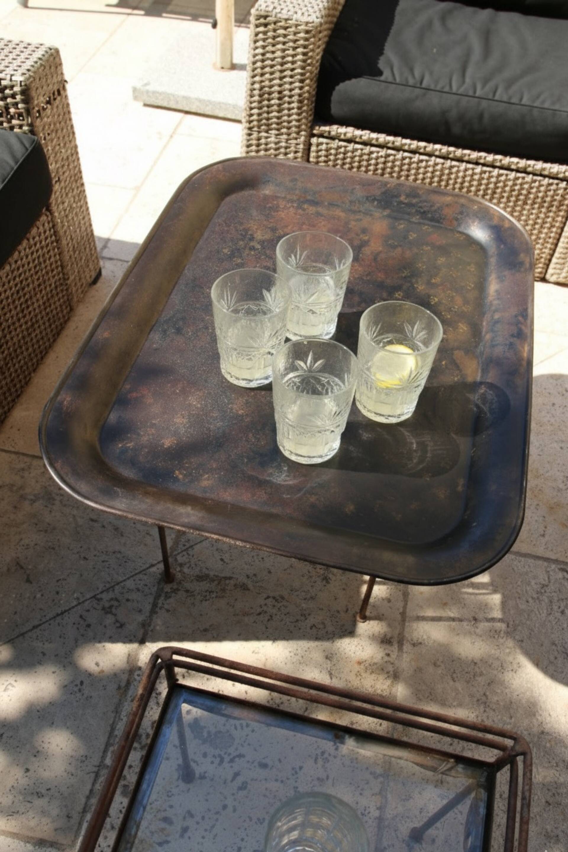 Large antique painted tin tray