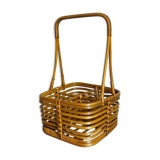 Bottle basket in vintage wicker 60s