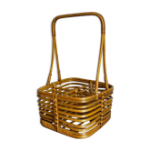 Bottle basket in vintage wicker 60s