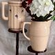 Very large pitcher / vase in powder pink earthenware