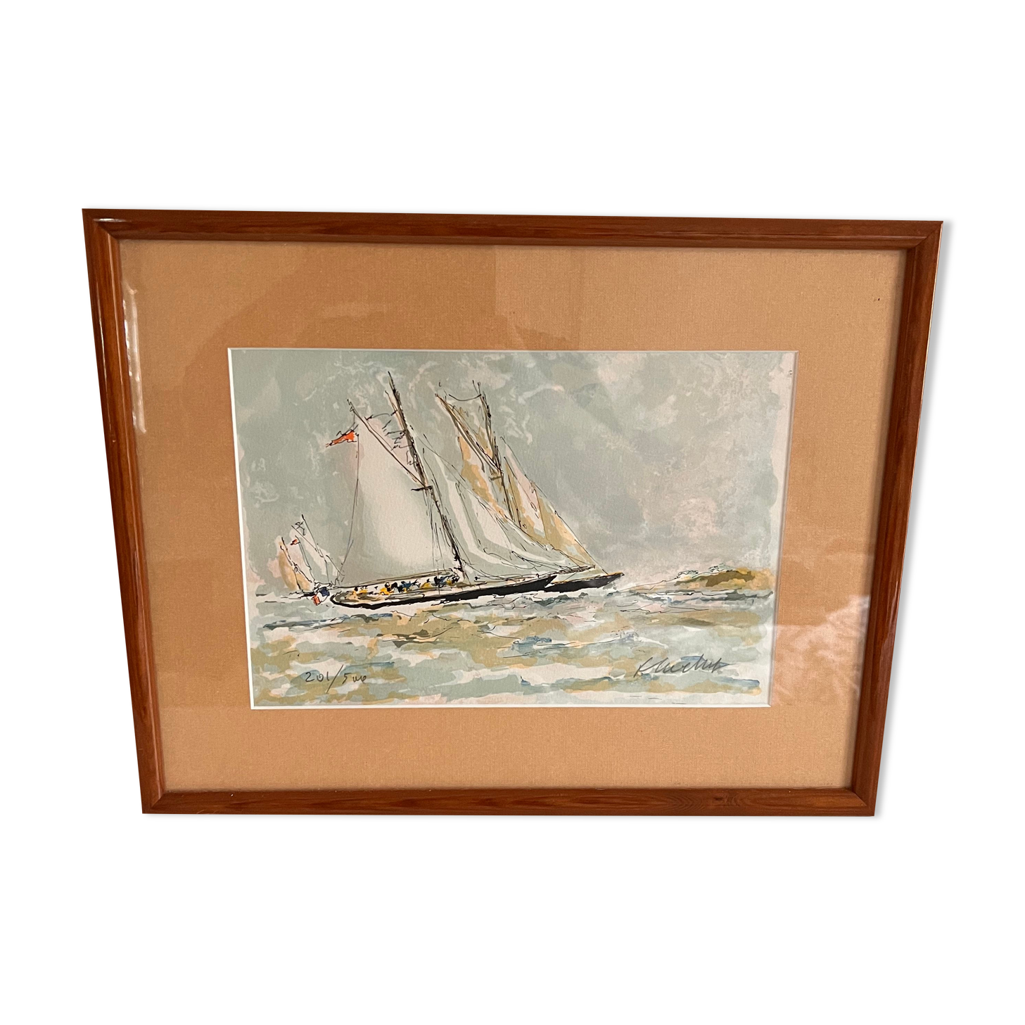 Painting boat in the maritime storm