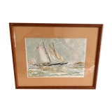 Tableau bateau dans la tempete maritime