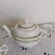 English porcelain tea service, green and gold, antique