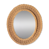 Miroir ovale 1960 osier tressé