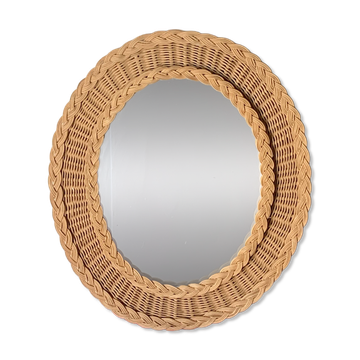 Miroir ovale 1960 osier tressé