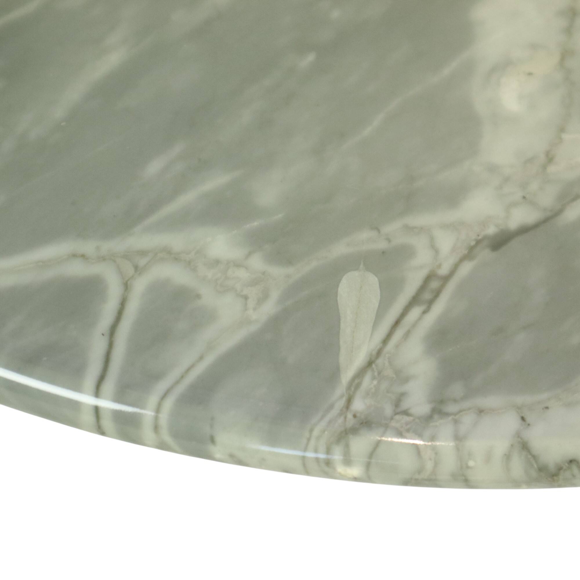 Round Marble Side Table Plant Table on Wheels 1970s