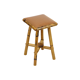 Vintage stool bamboo wood skai leather wooden tabuuret 49cm