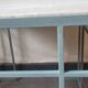 Bout de canapé, table basse en metal et travertin