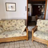 Salon canape 2 places style chalet et son fauteuil, collection jacques lele