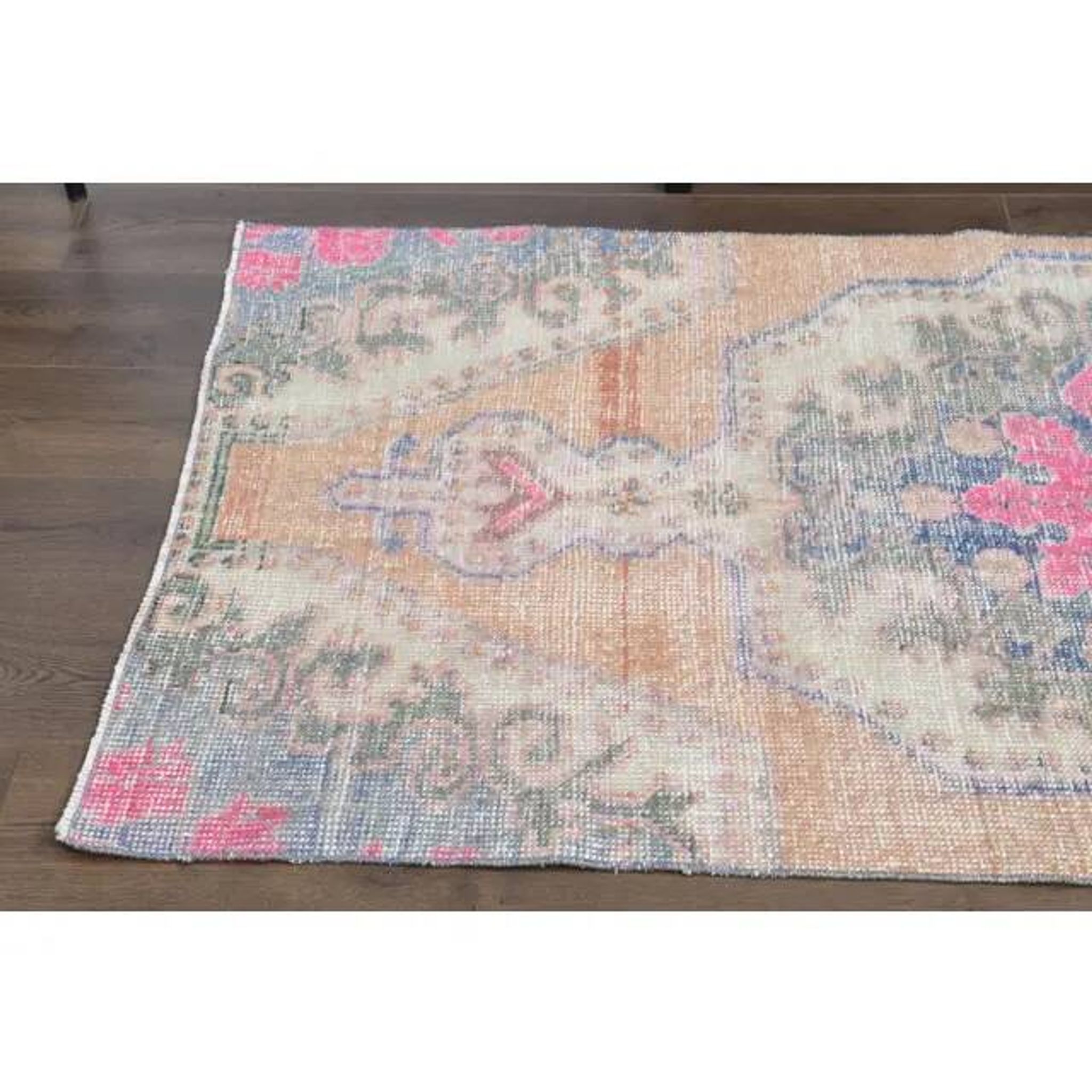 Vintage Turkish Oushak Handmade Wool Cotton Orange Area Rug 99x192