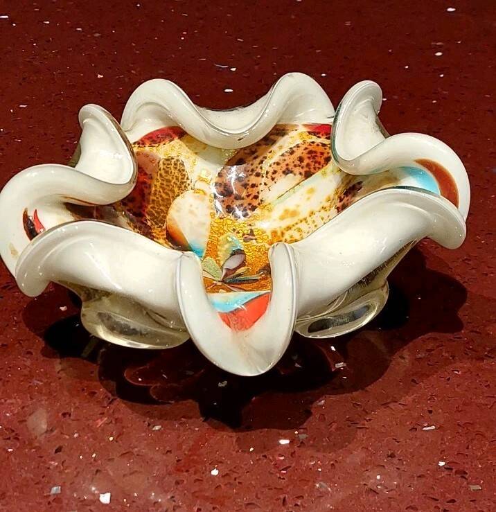 All Fruits glass bowl from Murano by Dino Martens with gold flecks 1960s