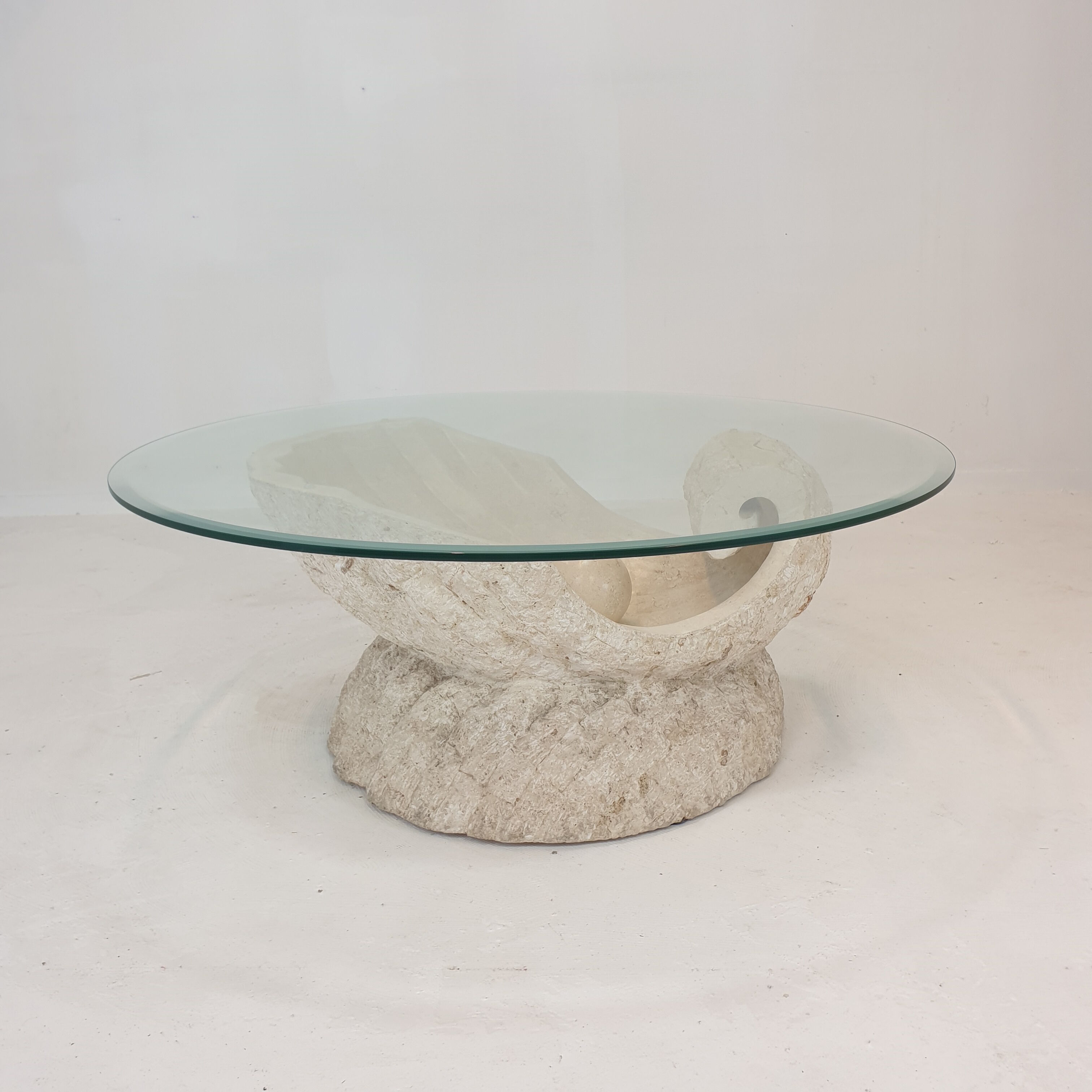 Magnussen ponte mactan stone shell coffee table, 1980s