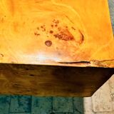 Tavolino da caffè in radica e ottone, anni '70