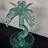 Pair of bubble glass "palm tree" candlesticks