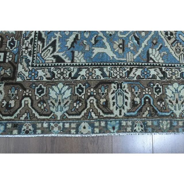 1970s Vintage Persian Handmade Wool Cotton Light Brown Area Rug 280x344
