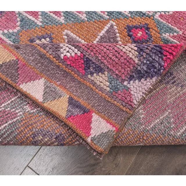 Vintage Turkish hand-knotted tribal runner 82x382