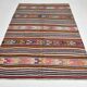 5x8 Kilim Colorful Striped Vintage Wool Kilim Rug, 160x232 Cm
