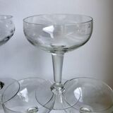 Set of 5 champagne glasses in crystal engraved 50s
