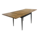 Rectangular extendable wooden table and black steel compass legs with 2 extensions France