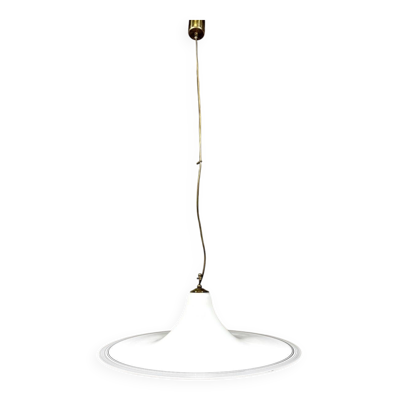 Grand lampadaire en verre blanc suspendu par Vistosi, Italie