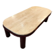 Coffee table Travertine top, garnet-colored metal stand and legs.  Long