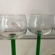 Set of 4 antique Alsace wine glasses, green stem and engraved decoration