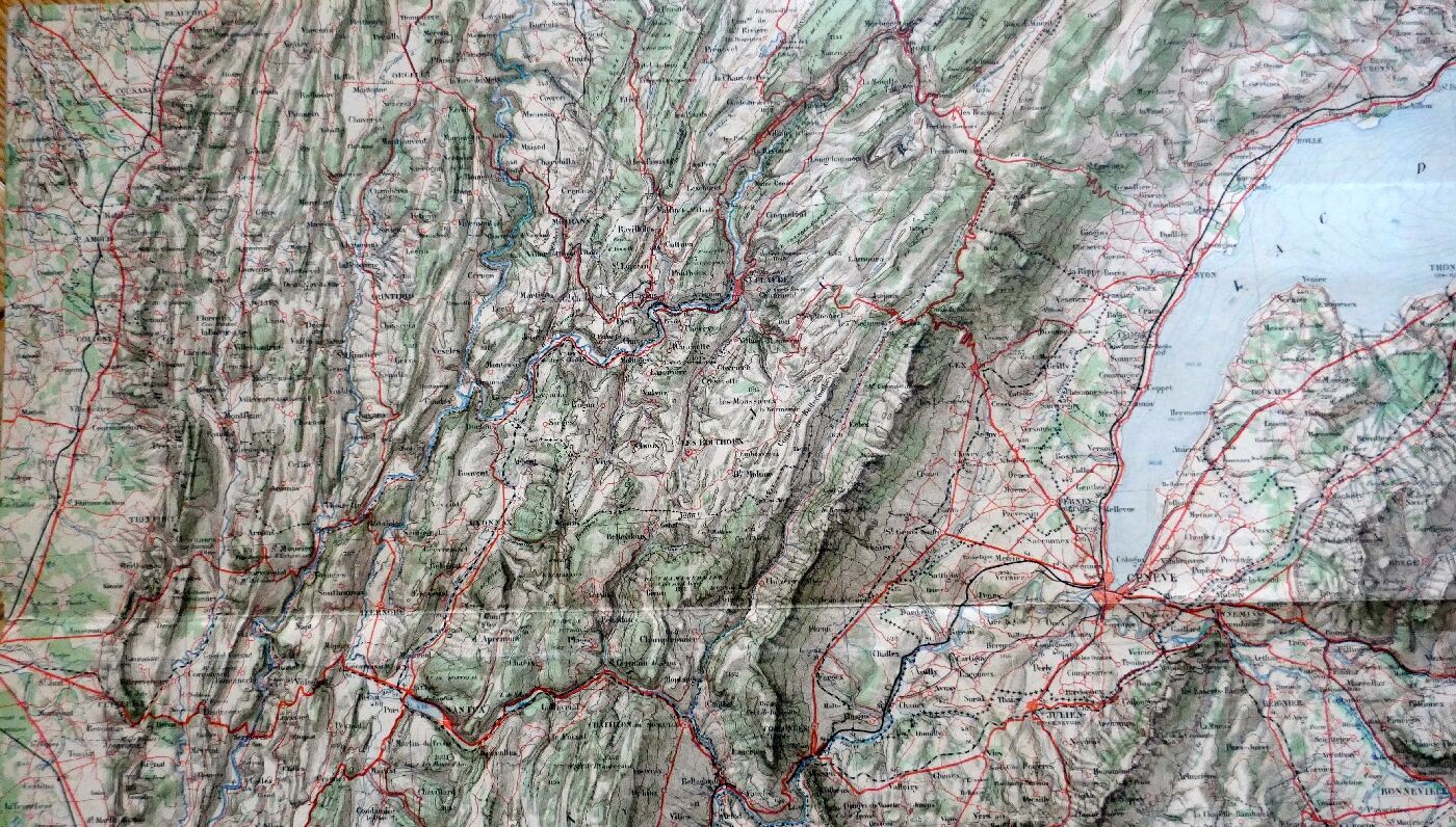 Carte ancienne genève, lausanne, thonon, nantua, annecy
