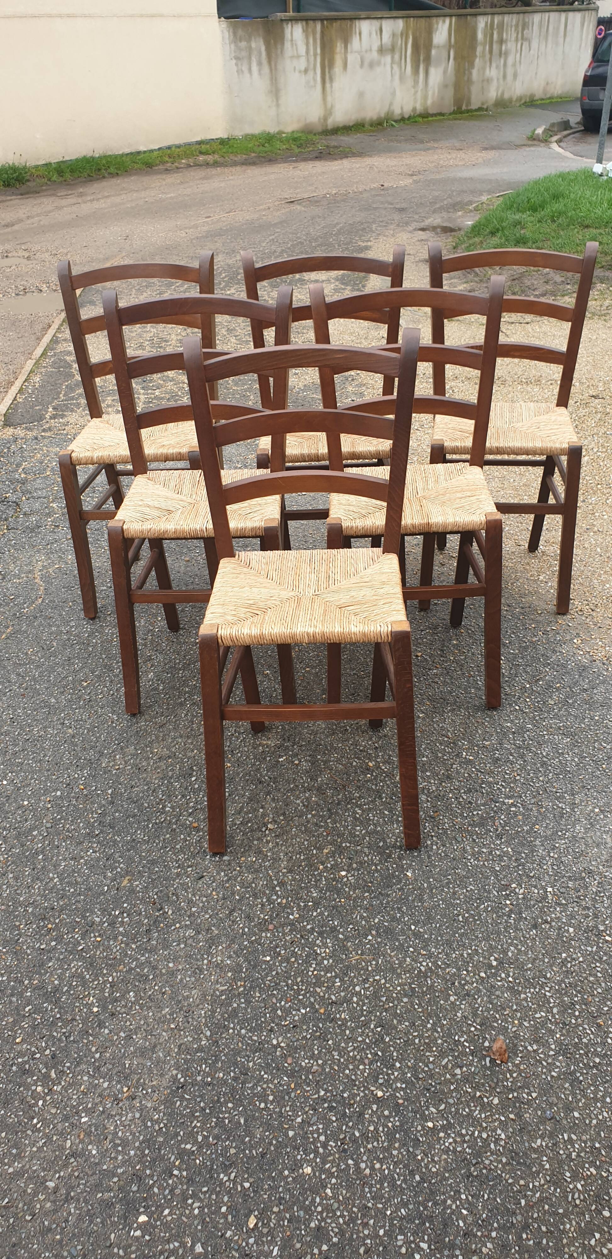 6 chaises Paillé rustique