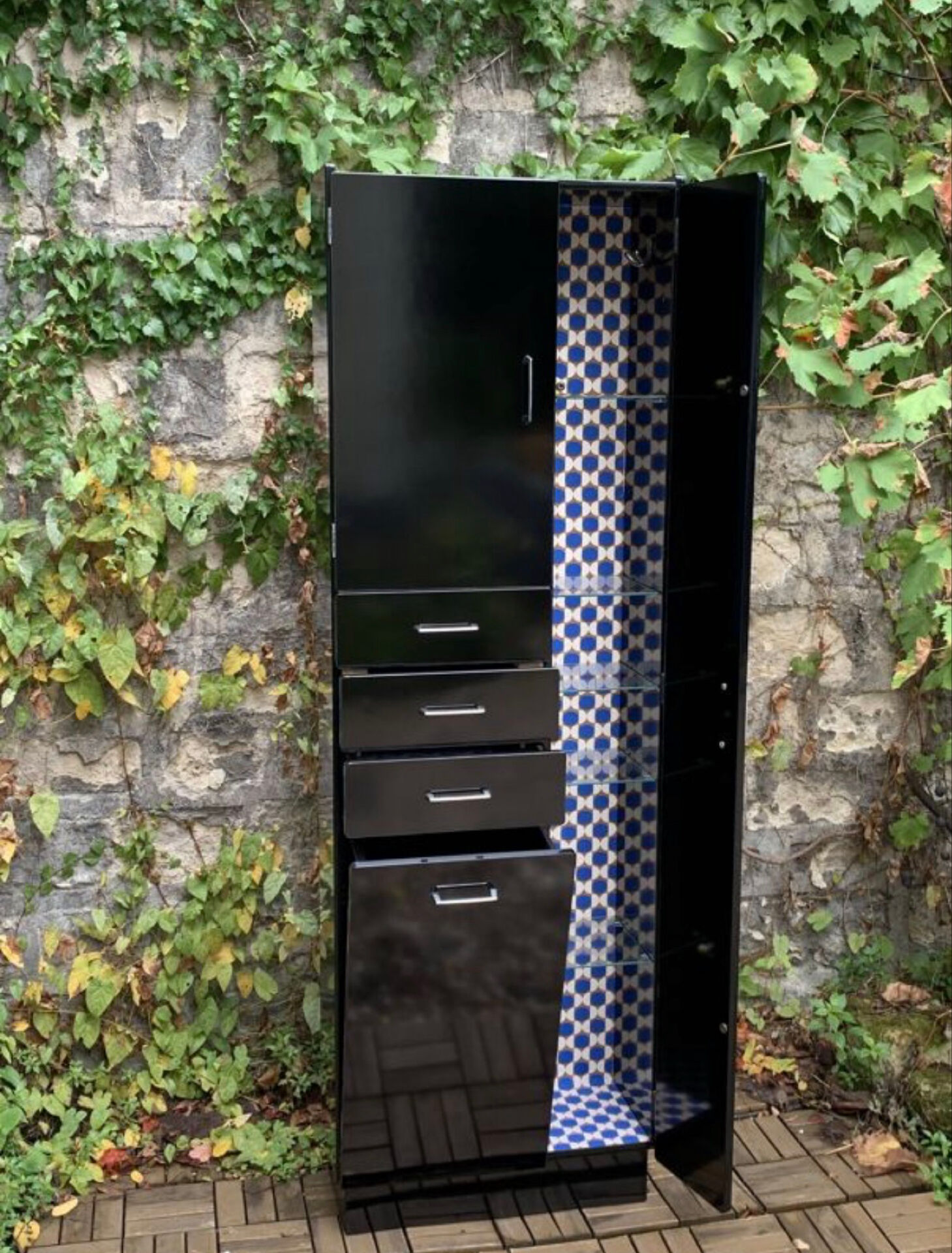 Satin black vintage wardrobe 1970