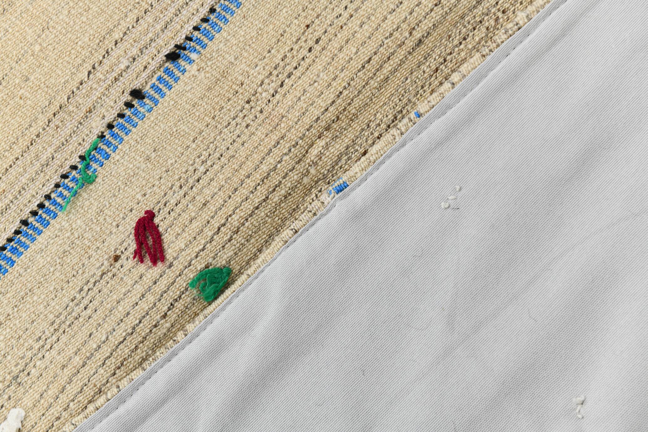 5x8 Turkish Mid Century Modern Cream & Brown Kilim Rug, 151x230Cm