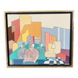 20th Century Vintage Abstract Oil on Canvas Signed Painting