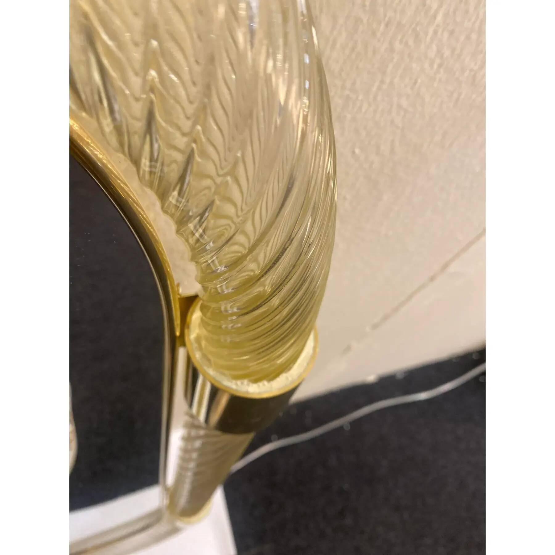 Elegant "Torciglione" Gold Murano Glass Wall Mirror in Barovier Style