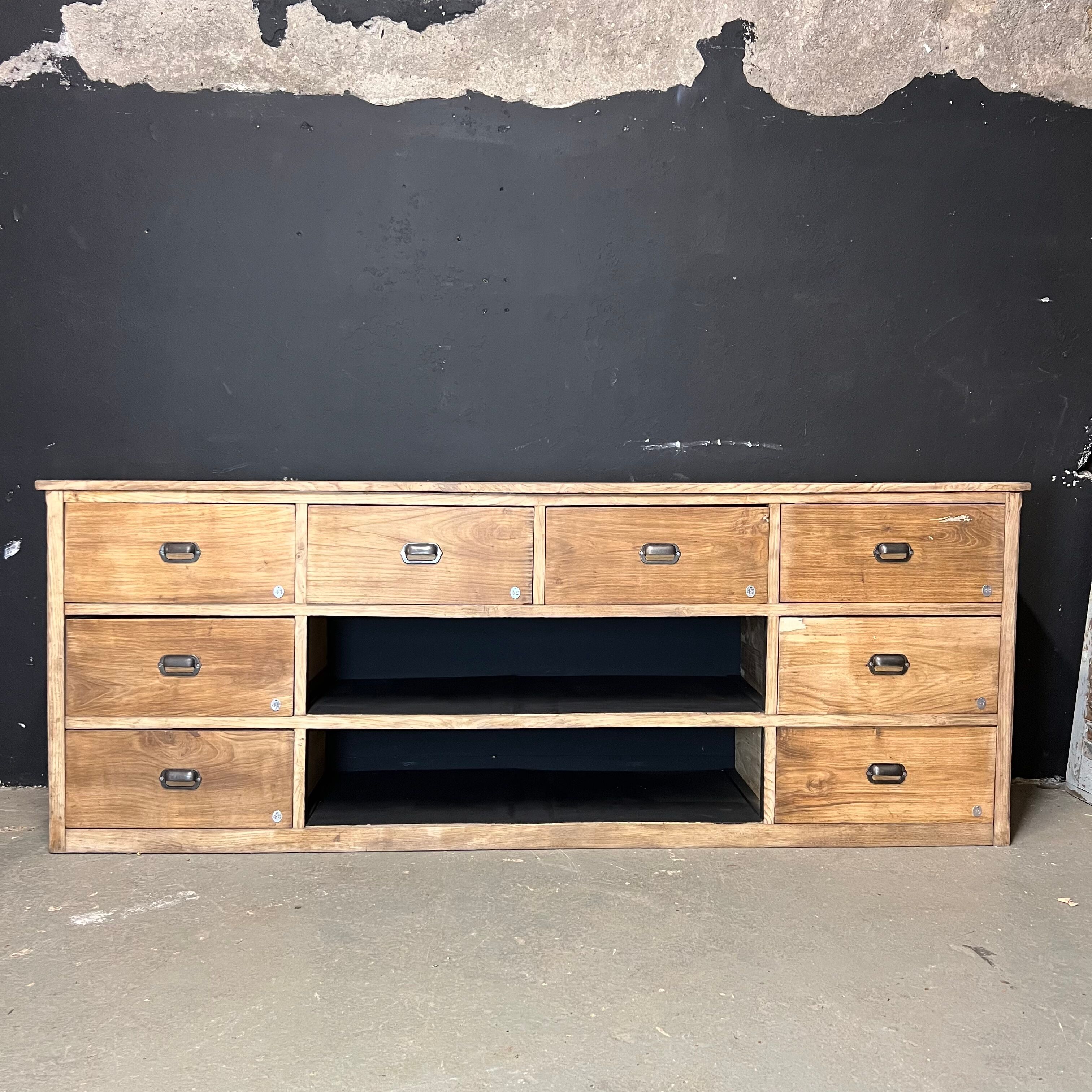 Old piece of trade furniture with chestnut drawer