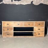 Old piece of trade furniture with chestnut drawer