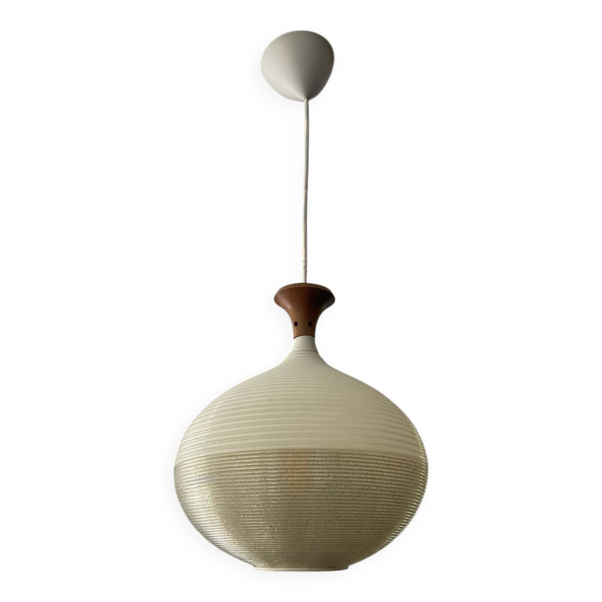 Rotaflex pendant light in Rhodoid and teak from the 1960s