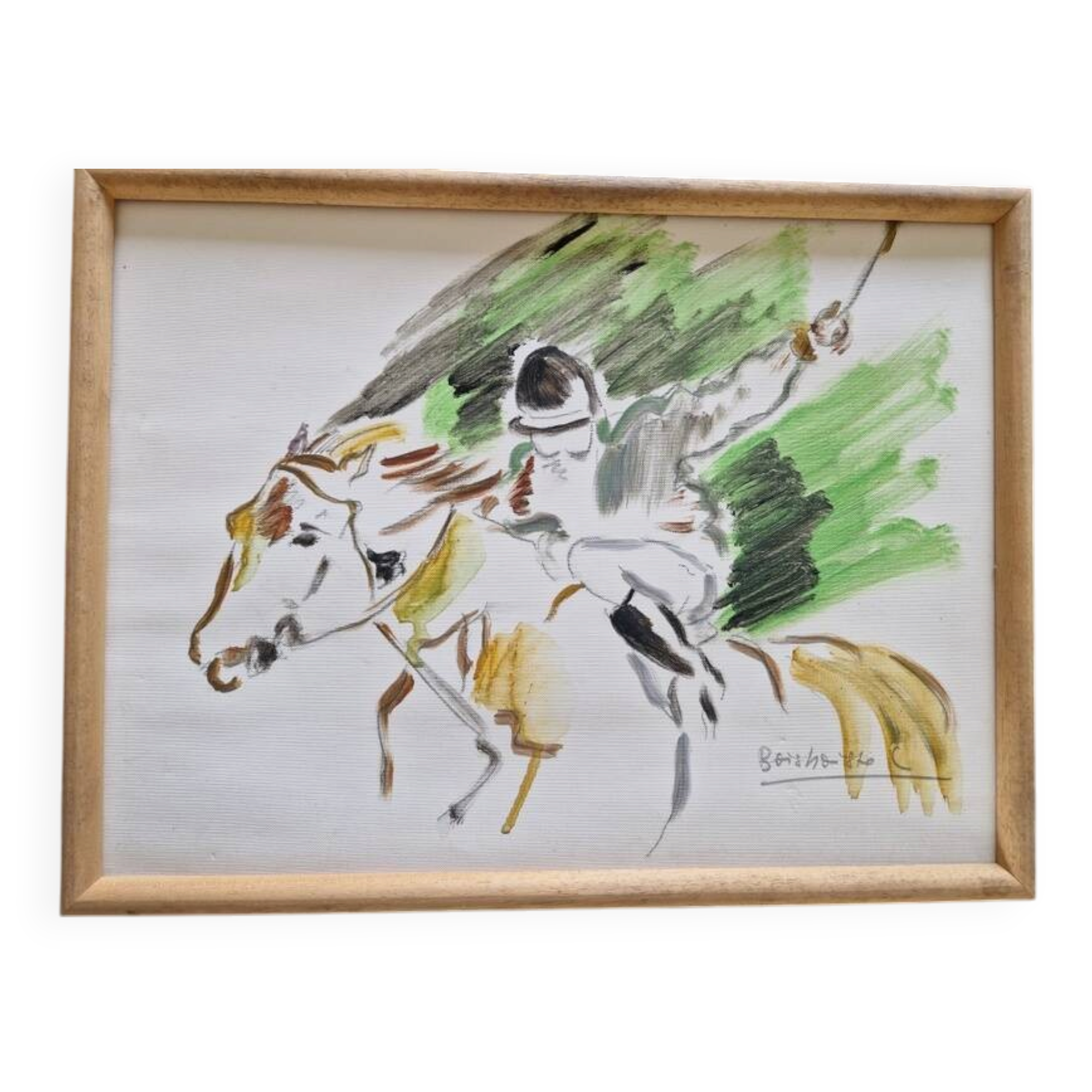 Mathilde de Boisboisel (Born in 1945) Oil on canvas - The Polo Player