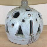 Brutalist ball lamp in openwork ceramic