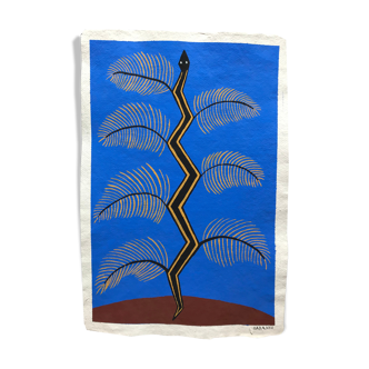 Painting Camille Cabanes - Blue Plant Snake