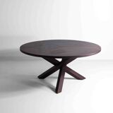 Grande table à manger ronde de Gerard Geytenbeek en bois wengé, Belgique 1960