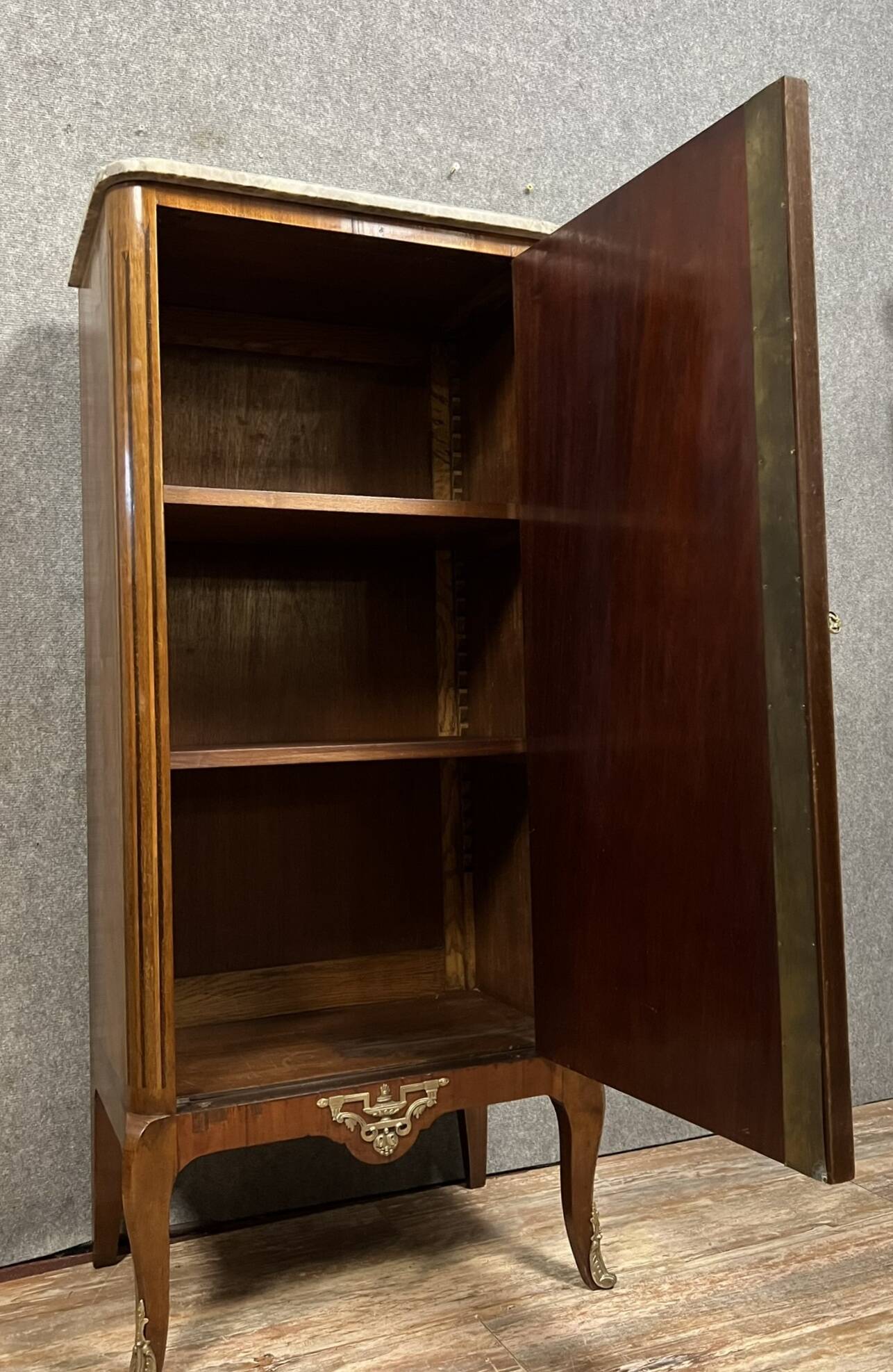 Louis XV style cabinet in marquetry circa 1850