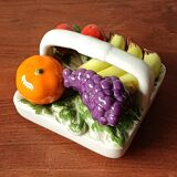 Vintage ceramic pot, fruit decor, Portugal