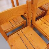 Set of 6 vintage Les Arcs chairs in pine from the 60s 70s